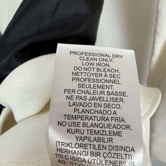 NWT Tibi Chalky Drape Dolman Sleeve Tie Waist Top Ivory Black Size 0 - Picture 9 of 10